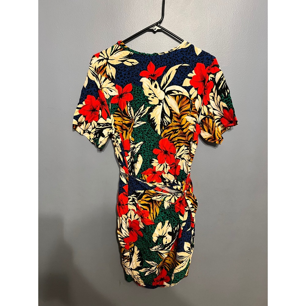 VTG Liz Claiborne Sport Colorful Floral Knee Length Wrap Dress Petite 90s SZ 14